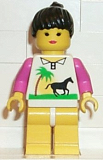 LEGO par002 Horse and Palm - Yellow Legs, Black Ponytail Hair